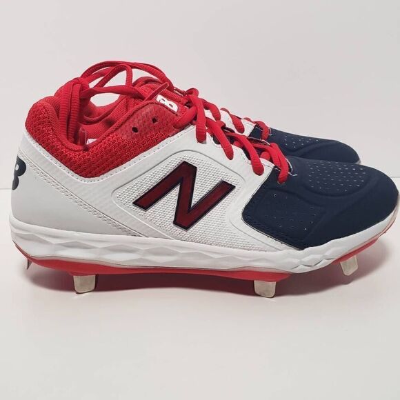 New Balance Fast Pitch Softball Metal Cleats Women's Size 6.5 Red Navy SMVELOv1 - Picture 2 of 7